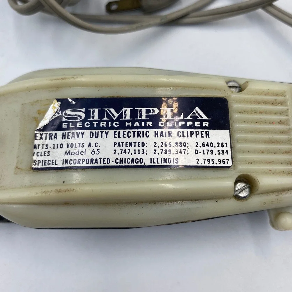 Vtg Simpla Extra Heavy Duty Electric Hair Clipper Model 65 Spiegel Wahl Blade
